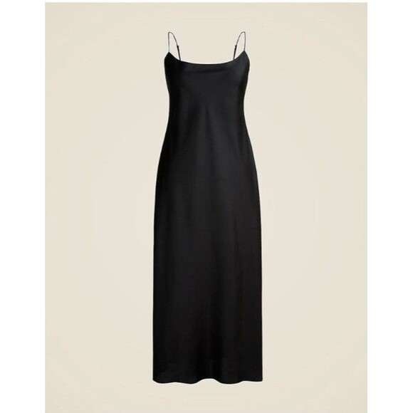 J. Crew Gwyneth slip dress in luster charmeuse Black  NWT Size 16 - Picture 4 of 7